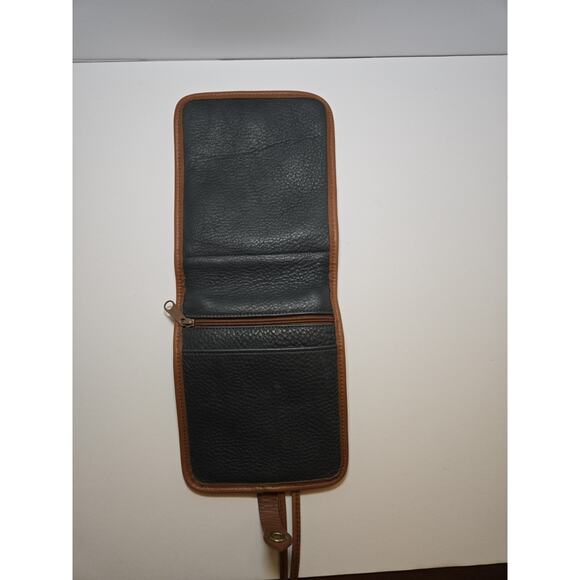 Bugatti Saddle Blue & Brown Leather Crossbody Purse Snap Latch Zip Travel 6x7.5" - Picture 5 of 12